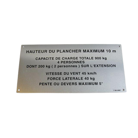 Part Number 3078140570 Floor Height + Load Label fits Haulotte