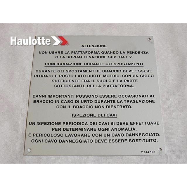 Part Number 3078141680 Movement And Inspection Plate fits Haulotte