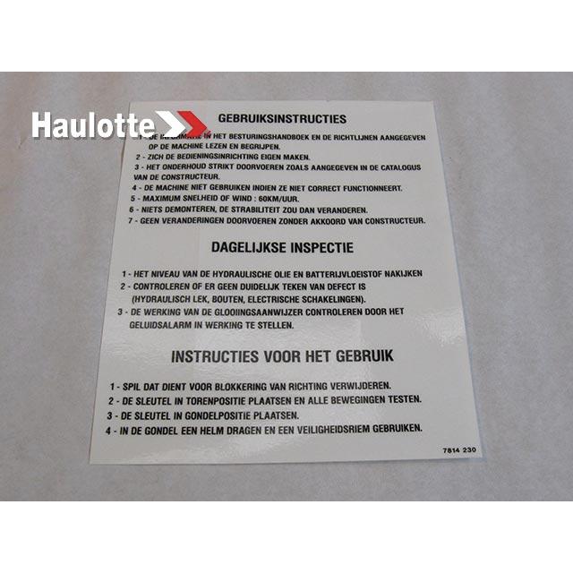 Part Number 3078142300 Labels fits Haulotte