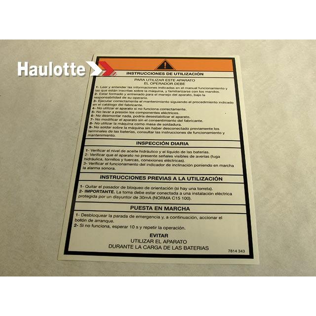 3078143430 Operating Instructions " Label | Genuine Haulotte