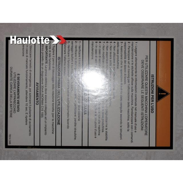 3078143460 Operating Instructions " Label | Genuine Haulotte