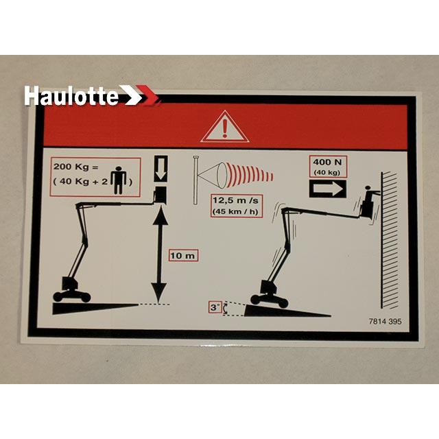 3078143950 Floor Height + Load Label | Genuine Haulotte