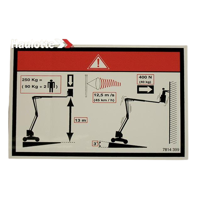 3078143990 Floor Height + Load Label | Genuine Haulotte