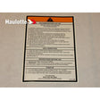 Part Number 3078144560 Operating Instruction Label fits Haulotte