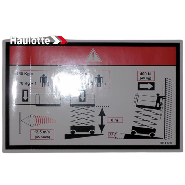 3078146300 Floor Height + Load Label | Genuine Haulotte