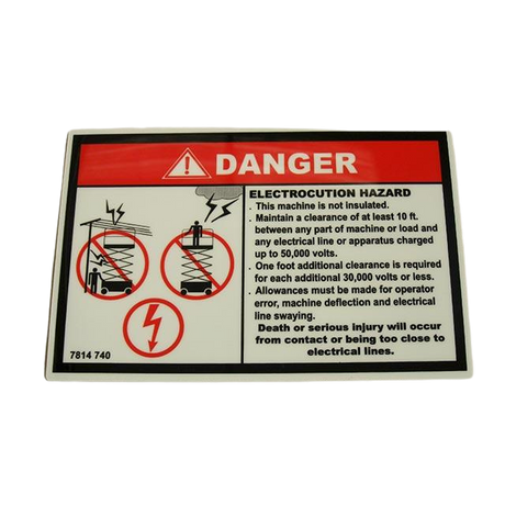 Part Number 3078147400 Electrocution Label fits Haulotte