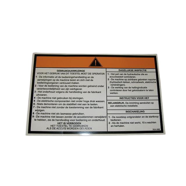 3078149650 Operating Instruction Label | Genuine Haulotte
