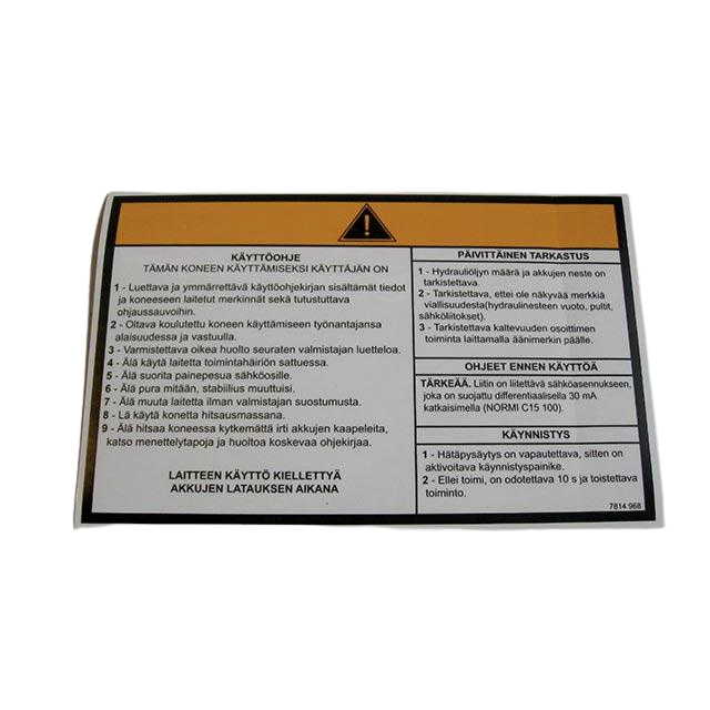 3078149680 Operating Instructions Label | Genuine Haulotte