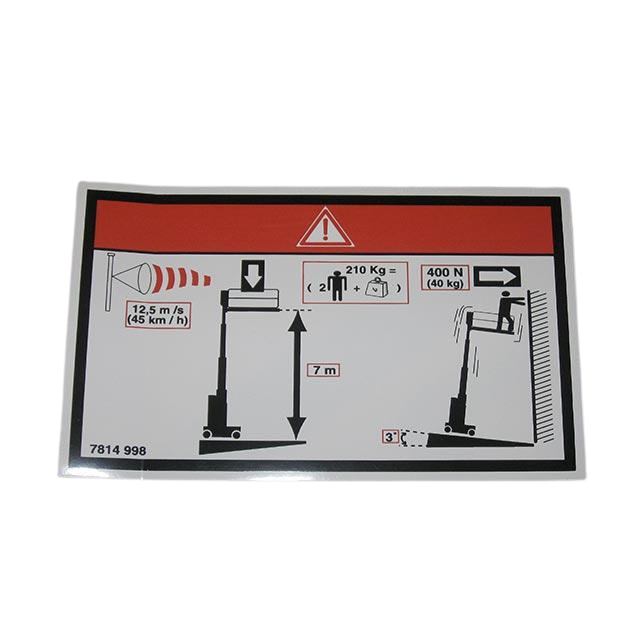 3078149980 Floor Height + Load Label | Genuine Haulotte