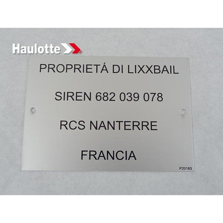 Part Number 307P201630 Label fits Haulotte