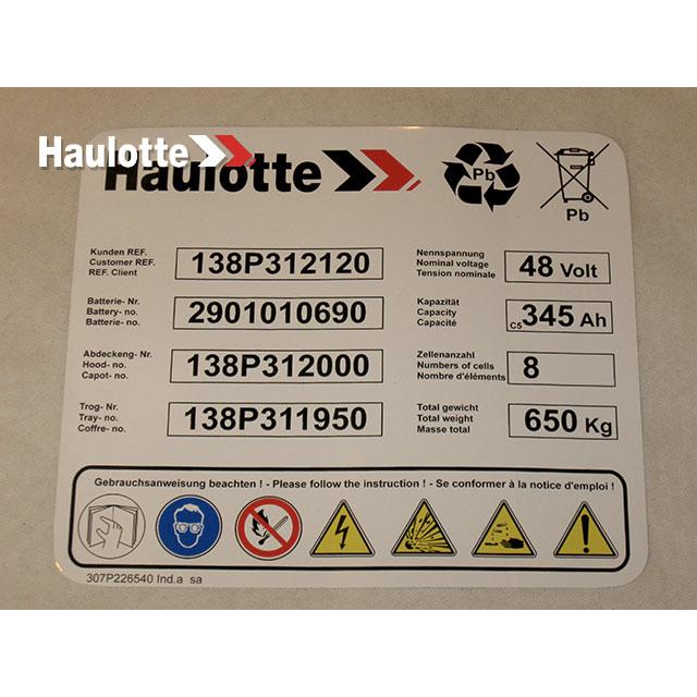 307P226540 Label | Genuine Haulotte