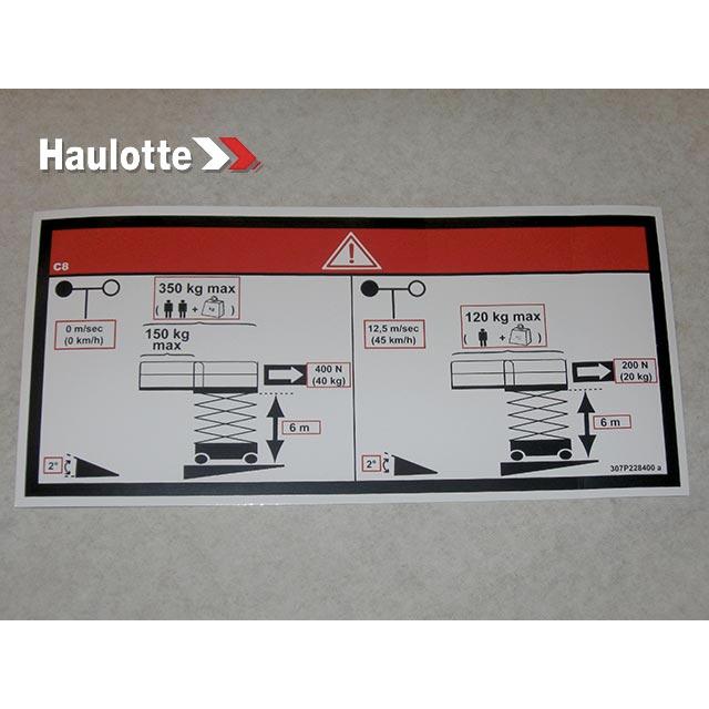 307P228400 Floor Height + Load Label | Genuine Haulotte