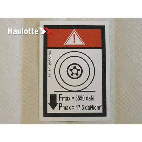 Part Number 307P228410 Label fits Haulotte