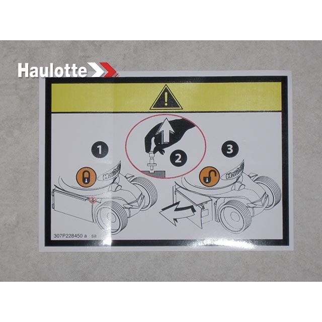 Part Number 307P228450 Verouillage Label fits Haulotte