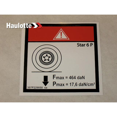 Part Number 307P229050 Label fits Haulotte