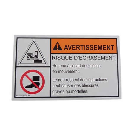 Part Number 4000067700 Feet Injury Label fits Haulotte