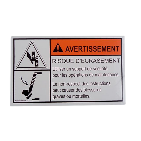 Part Number 4000068070 Label fits Haulotte