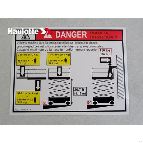 Part Number 4000130140 Load Height C2668Rt 565Kg fits Haulotte