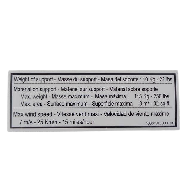 4000131730 Decal-Capacity-Glass Panel Support | Genuine Haulotte