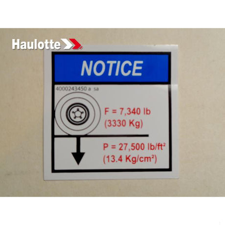 Part Number 4000243450 Label fits Haulotte