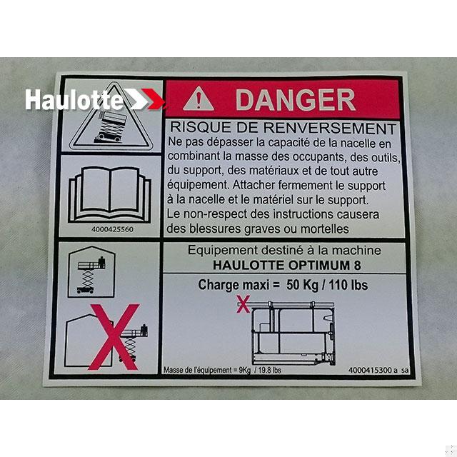 4000415300 Label Door Danger-Label Door | Genuine Haulotte