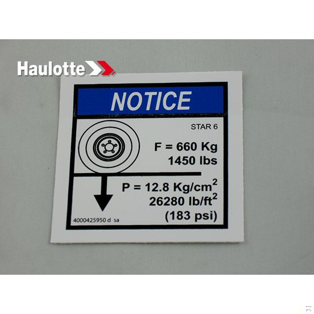 4000425950 Ground Pressure Load | Genuine Haulotte