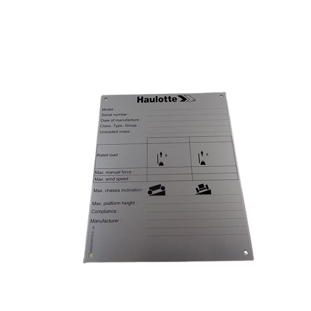 Part Number 4000700170 Plate-Serial-Hercule fits Haulotte