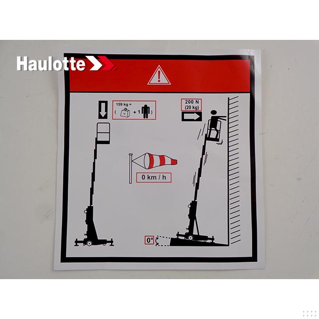 Part Number 4000713010 Info-Explanation Label fits Haulotte