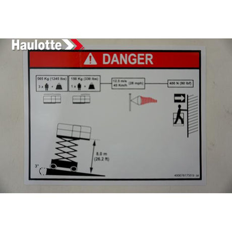 Part Number 4000761750 Load Height fits Haulotte