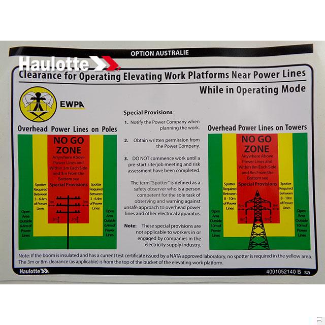 Part Number 4001052140 Powerlines Label Ewpa fits Haulotte