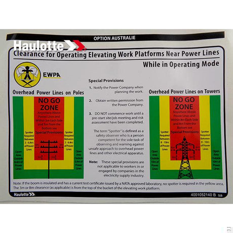 Part Number 4001052140 Powerlines Label Ewpa fits Haulotte