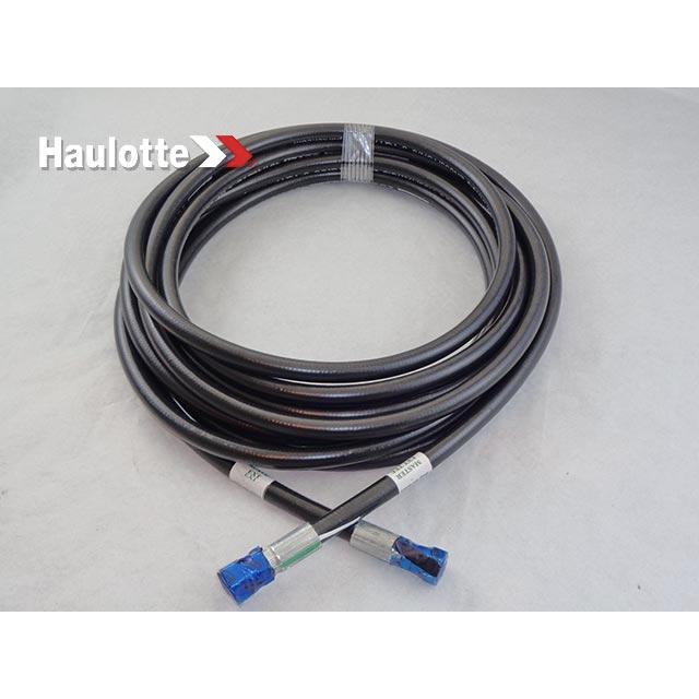Part Number B02-01-0321 Hose, Hydraulic, #4 X 310In With #6 Fmorfs Str (Master Ext Tee) (Green) And #4 Fmorfs Str (Slave Ext) (Green) fits Haulotte