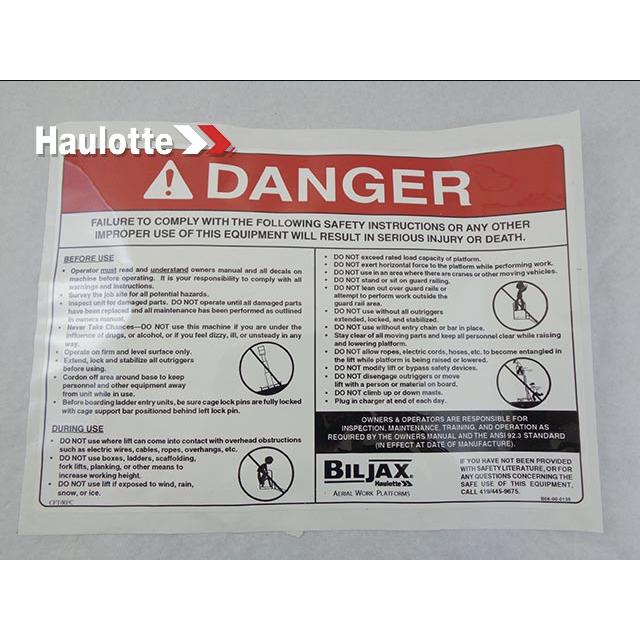 B06-00-0135 Decal-"Main Warning..." | Genuine Haulotte