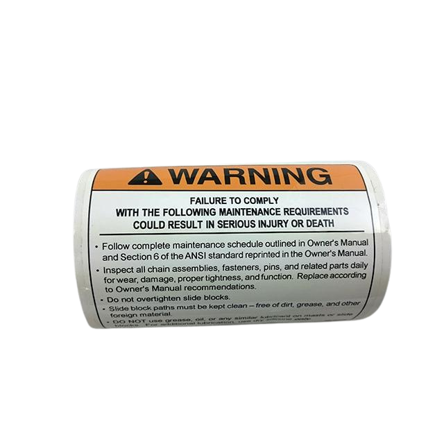 B06-00-0138 Decal-"Warning:Maintenance"-Black & Orange On White | Genuine Haulotte