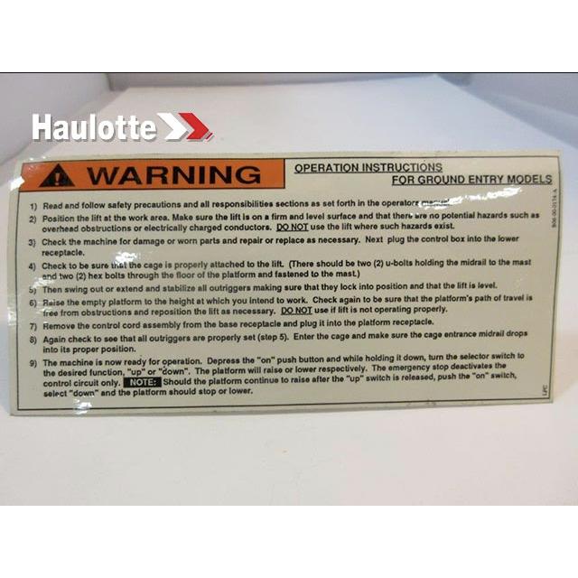 B06-00-0174A Decal-Warn Operating Instruct | Genuine Haulotte