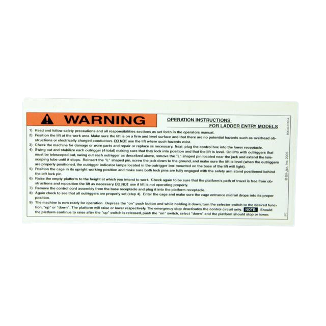 B06-00-0182A Decal-Warn-Oper Instr-Ladder | Genuine Haulotte