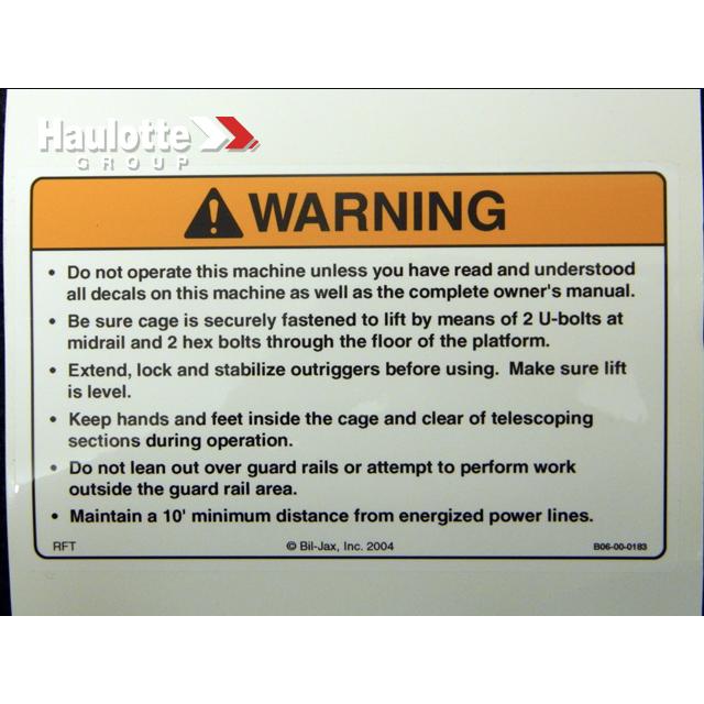 B06-00-0183 Decal-Warning-Ground Entry | Genuine Haulotte