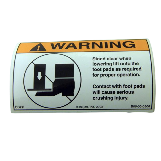 B06-00-0306 Decal-Warning-Stand Clear Of Footpads | Genuine Haulotte