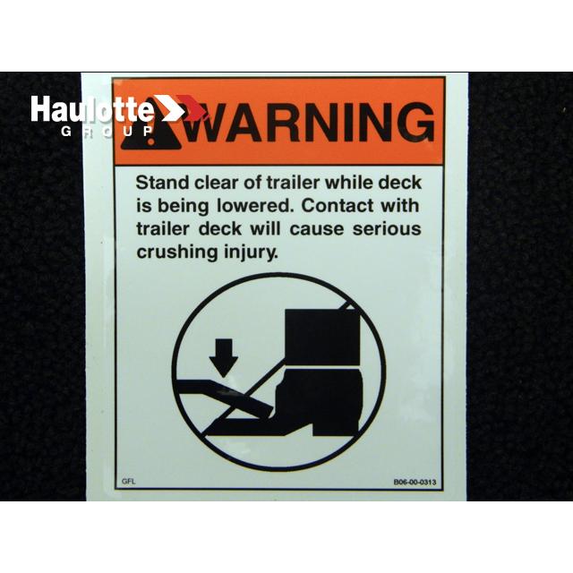 B06-00-0313 Decal-"Stand Clear While | Genuine Haulotte