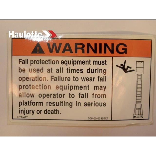 B06-00-0339BLT Decal-Warn Body Belt-Blk &021 | Genuine Haulotte