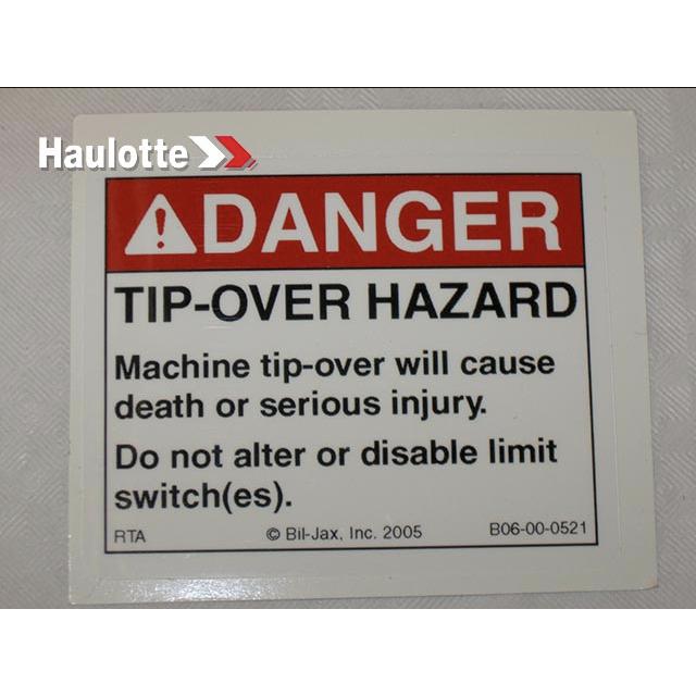 B06-00-0521 Decal-Danger-Tip Over Hazard | Genuine Haulotte