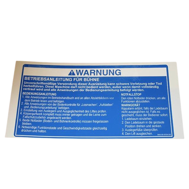 B06-00-0534-DE Decal-Warning-Platform | Genuine Haulotte