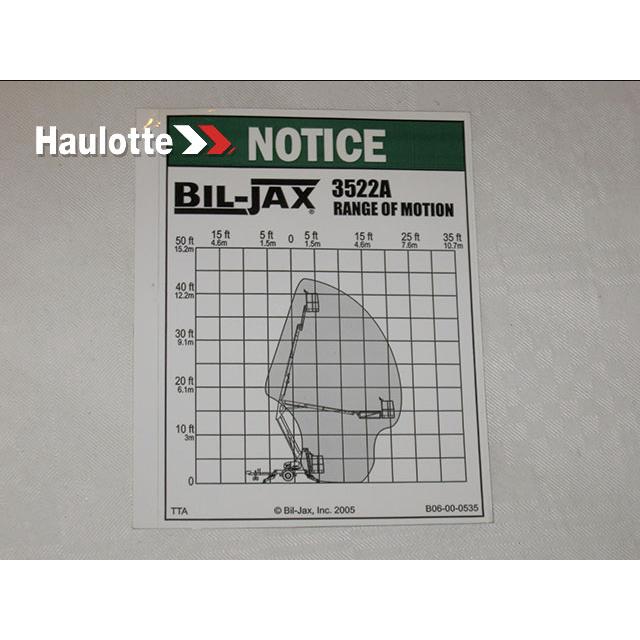 B06-00-0535 Decal-Notice-Range Of Motion-3522A | Genuine Haulotte