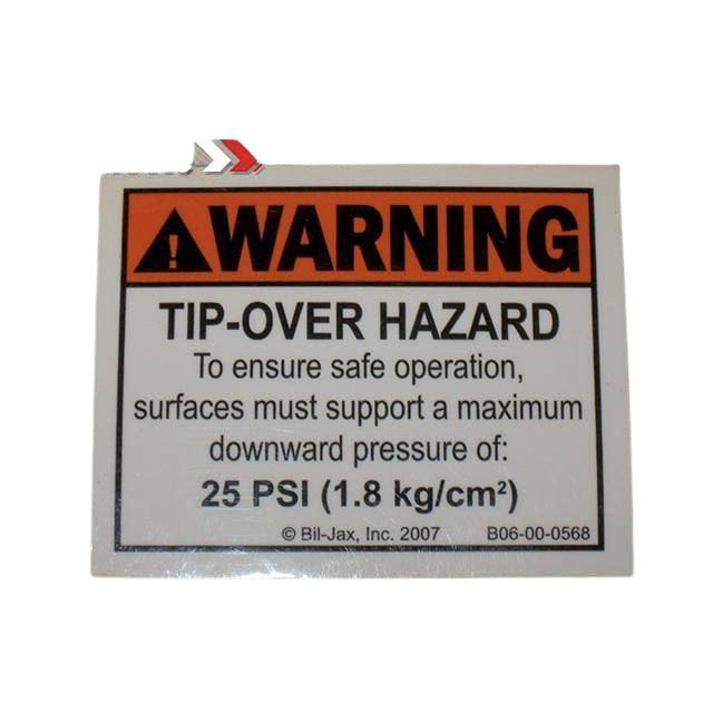 B06-00-0568 Decal-Warning-Tip-Over Hazard Psi | Genuine Haulotte