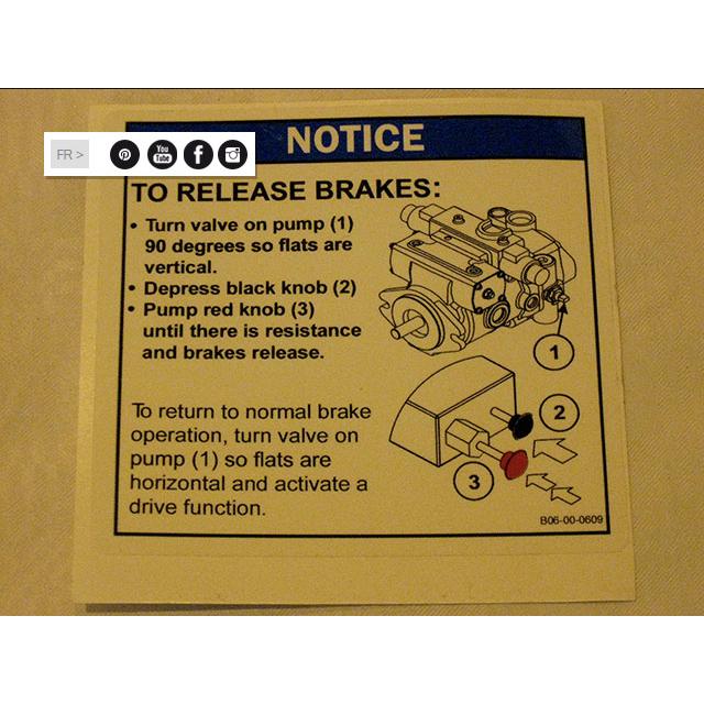 B06-00-0609 Decal-Notice-Brake | Genuine Haulotte