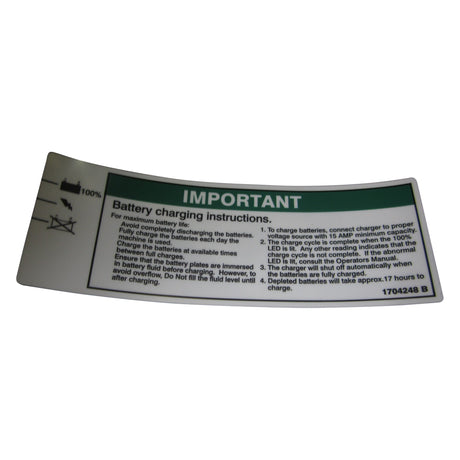 JLG 1704248 Decal, Battery Chargr Instr - Genuine JLG Replacement Part | BHE Lift Parts