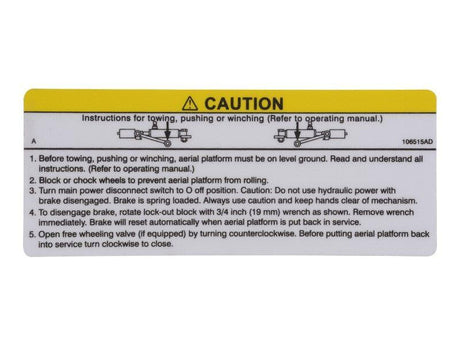 106515 Label VL Caution Brake