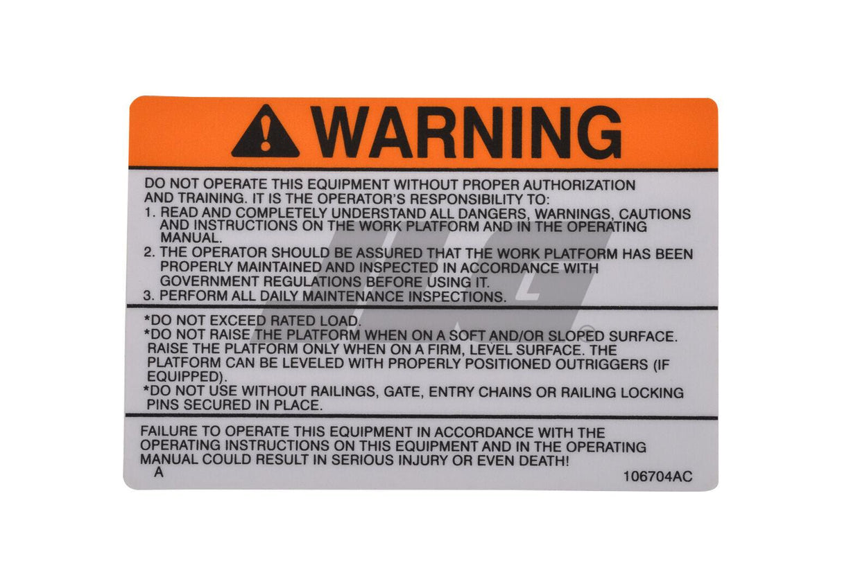 106704 Label VL Warning