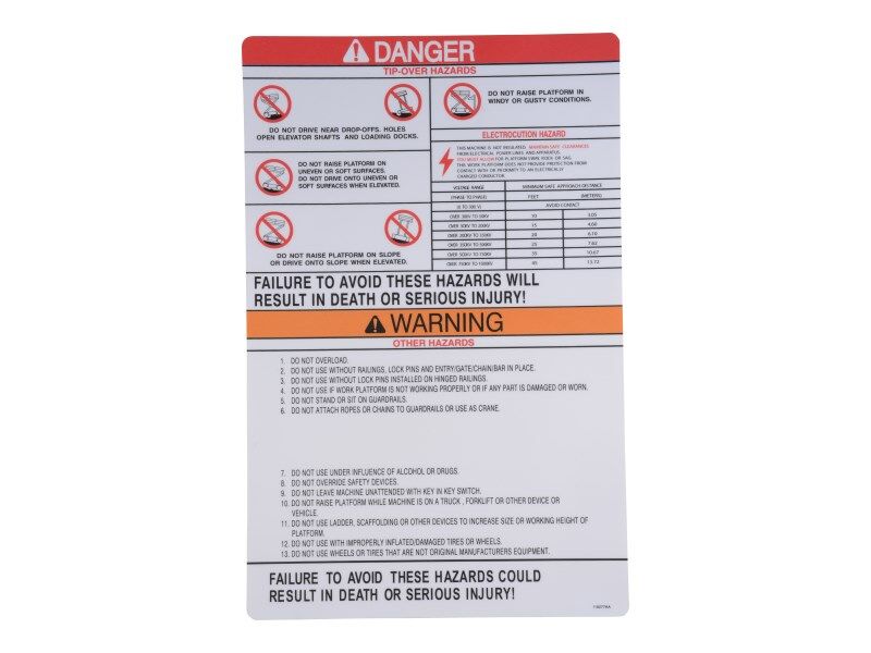 118277 Decal, Warning/Dngr/Caution | Skyjack