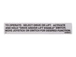 Part Number 123488 Operating Instr Label fits Skyjack